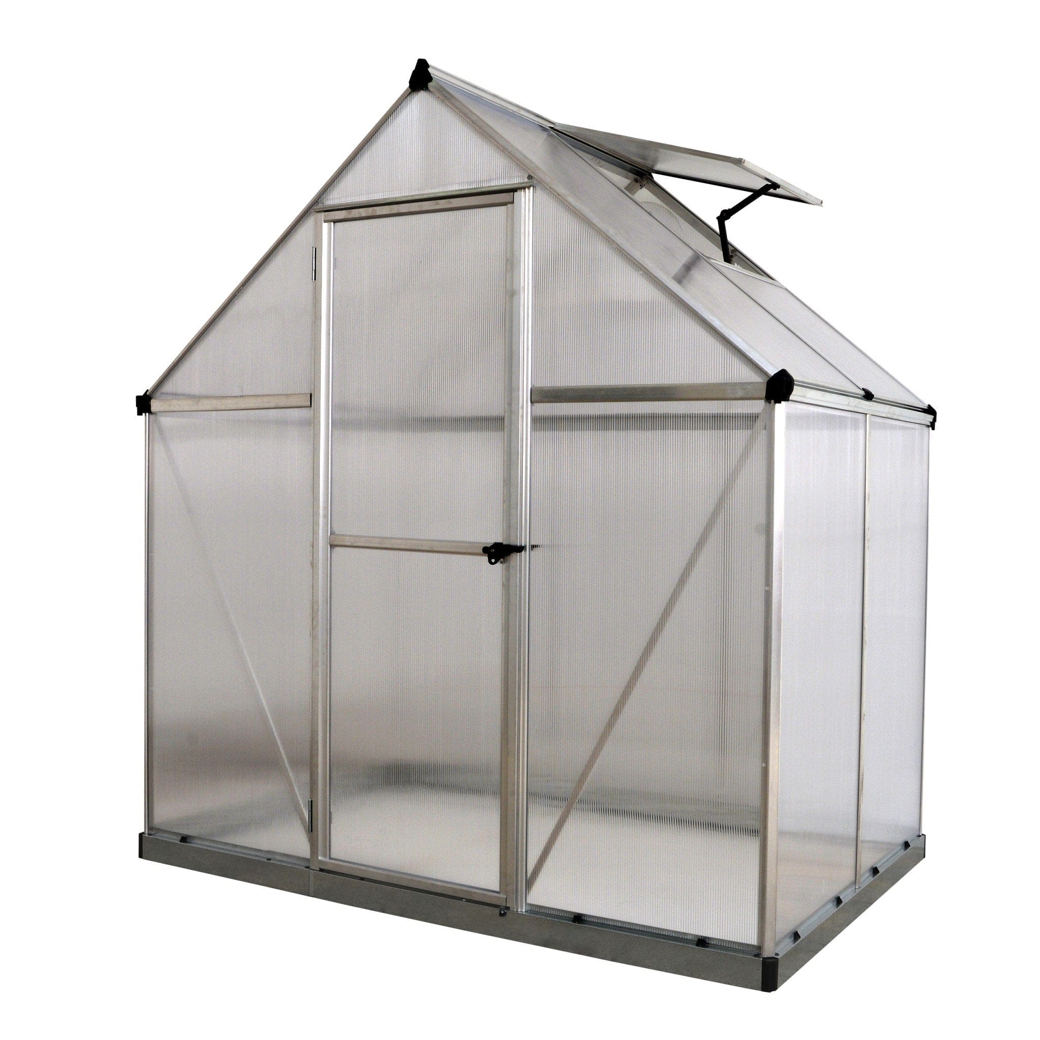 Palram - Canopia | Mythos Greenhouse Kit - 6 Ft Wide - Silver With 4mm Twin-wall Polycarbonate Glazing - HG5005