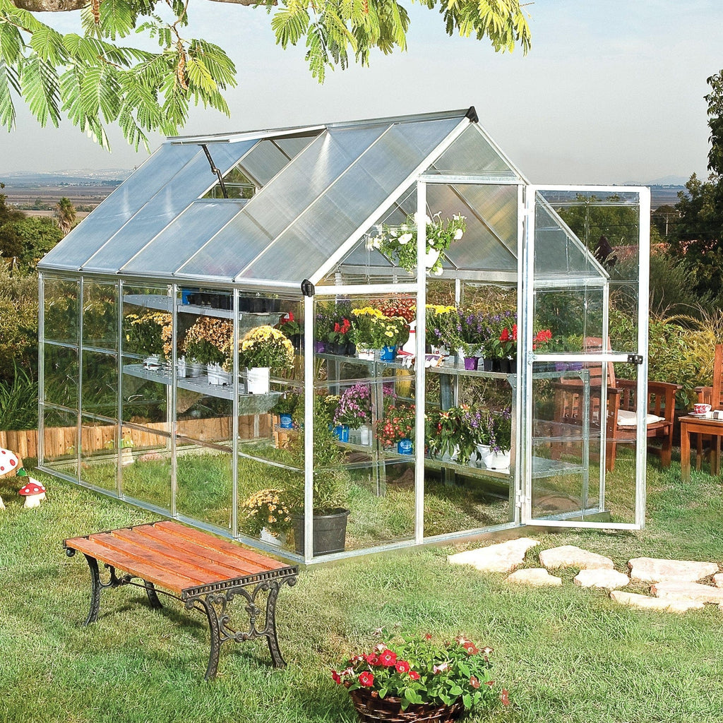 Palram - Canopia | Hybrid Greenhouse Kit - Silver With 0.8mm Polycarbonate Glazing - HG5504