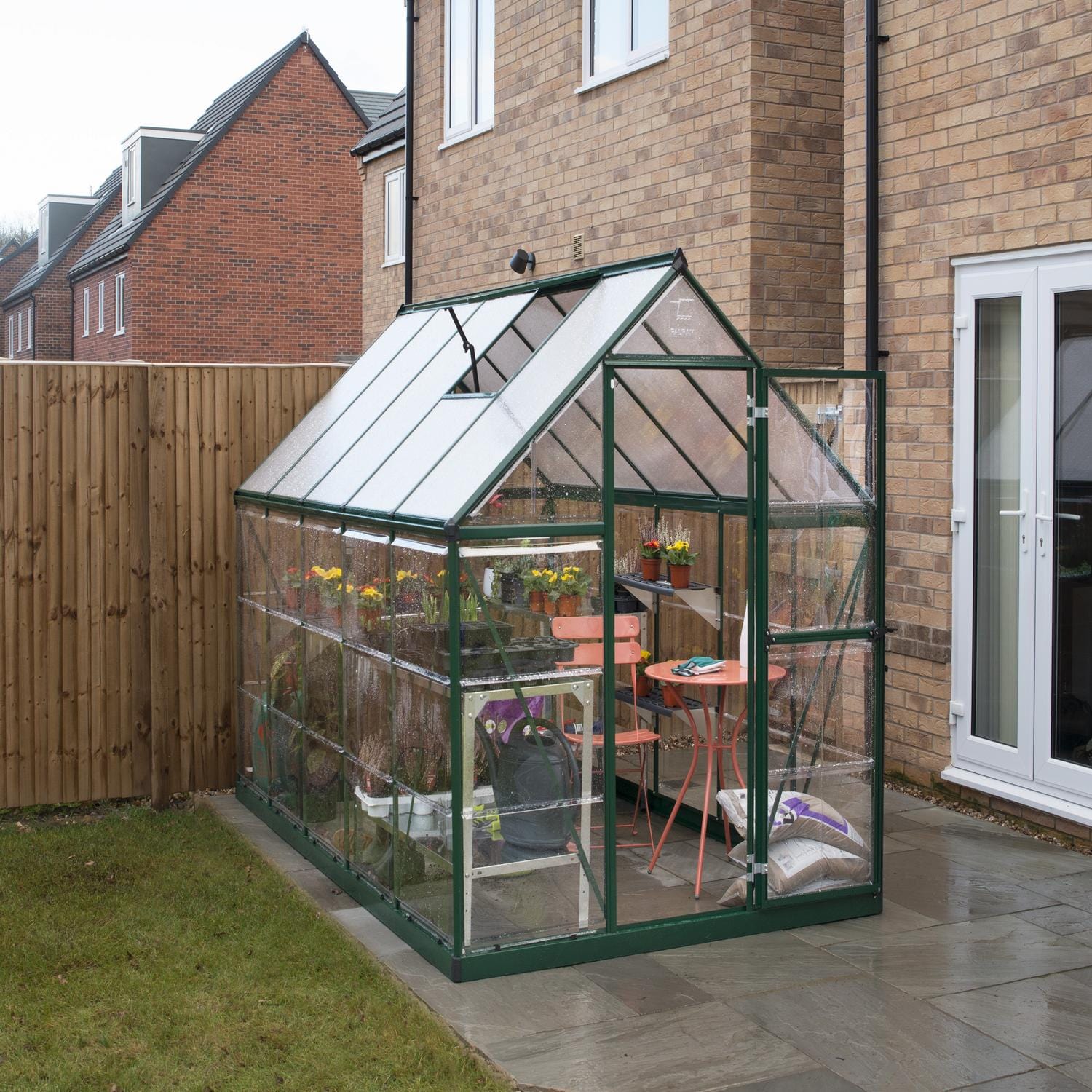 Palram - Canopia | 6x10 Ft Hybrid Greenhouse Kit - Green With 0.8mm Polycarbonate Glazing - HG5510G