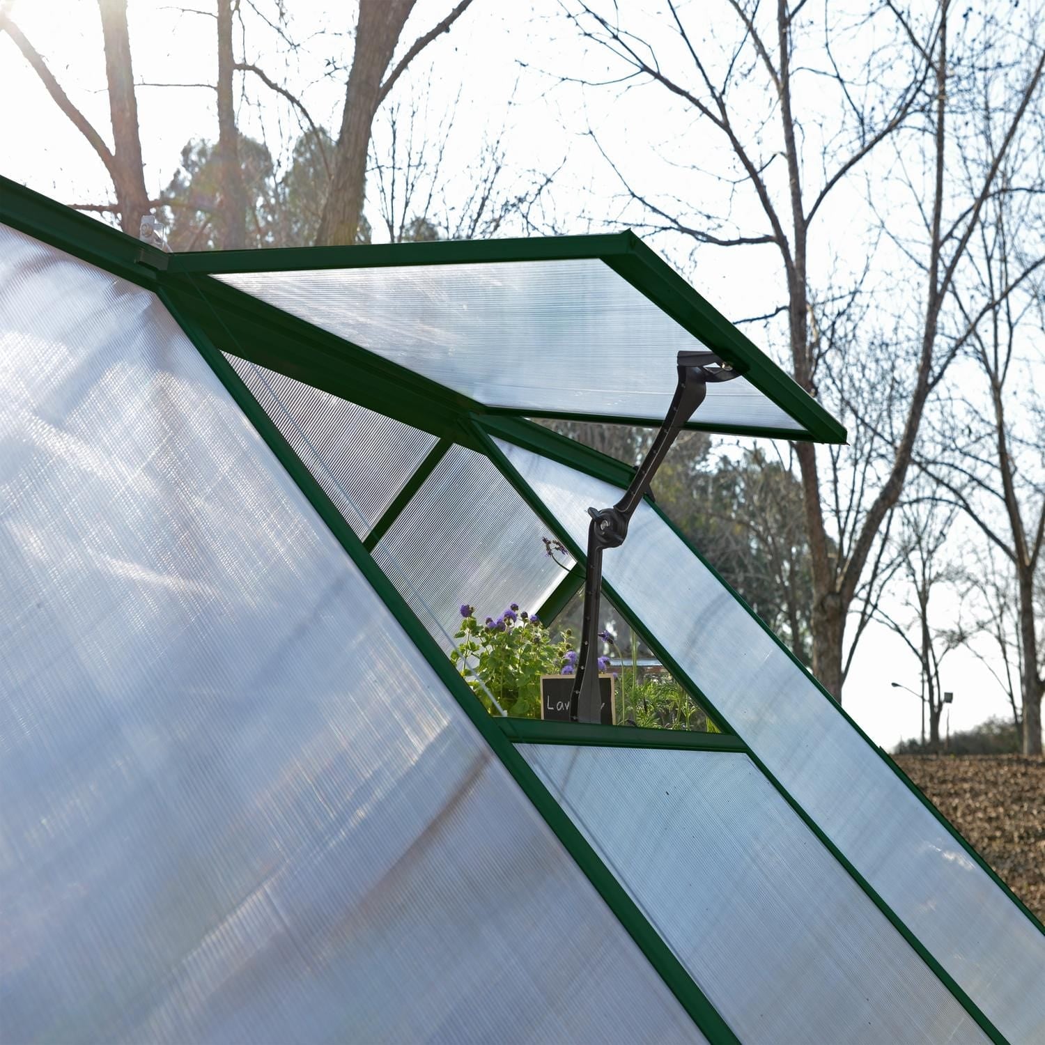 Palram - Canopia | 6x10 Ft Hybrid Greenhouse Kit - Green With 0.8mm Polycarbonate Glazing - HG5510G
