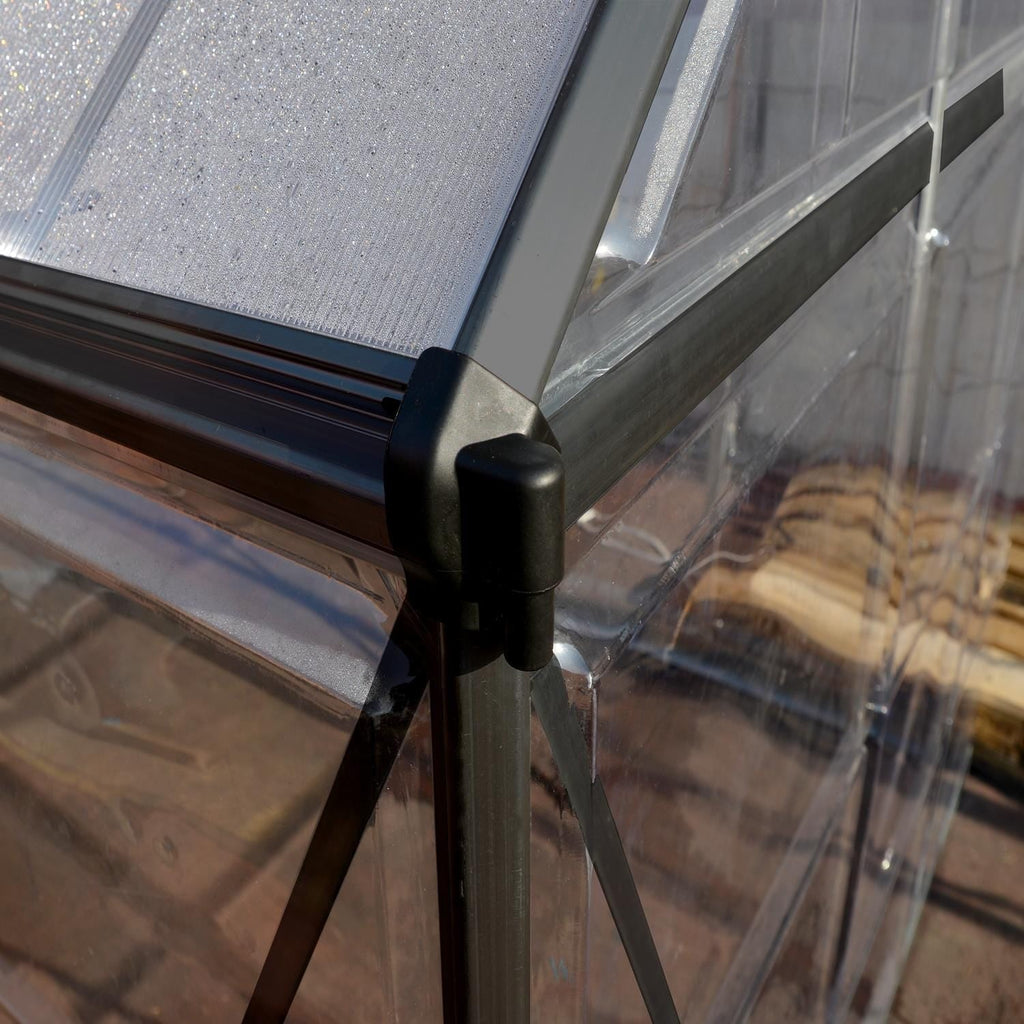Palram - Canopia | 6x8 Ft Hybrid Greenhouse Kit - Gray With 0.8mm Polycarbonate Glazing - HG5508Y