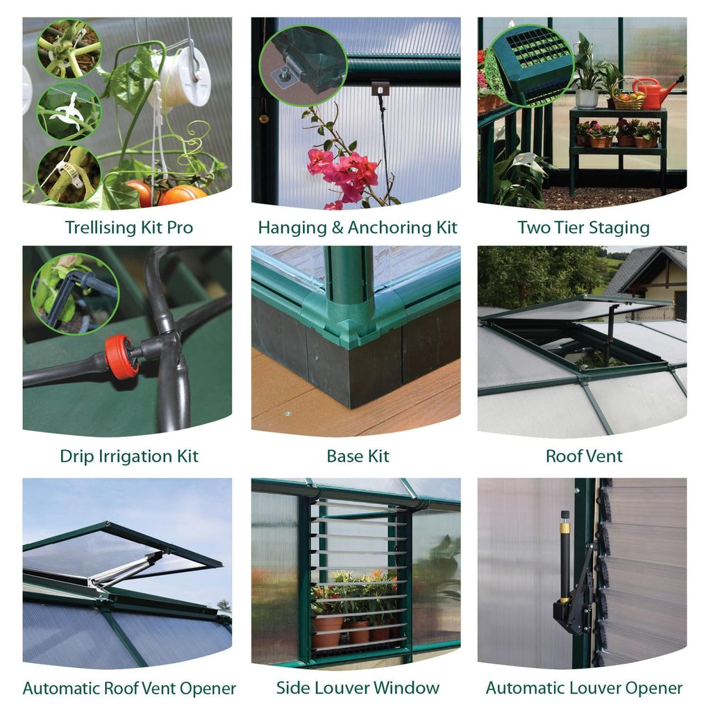 Palram - Canopia | Prestige 8x20 ft Clear Greenhouse Kit Package With 0.8mm Polycarbonate Glazing - HG7320C