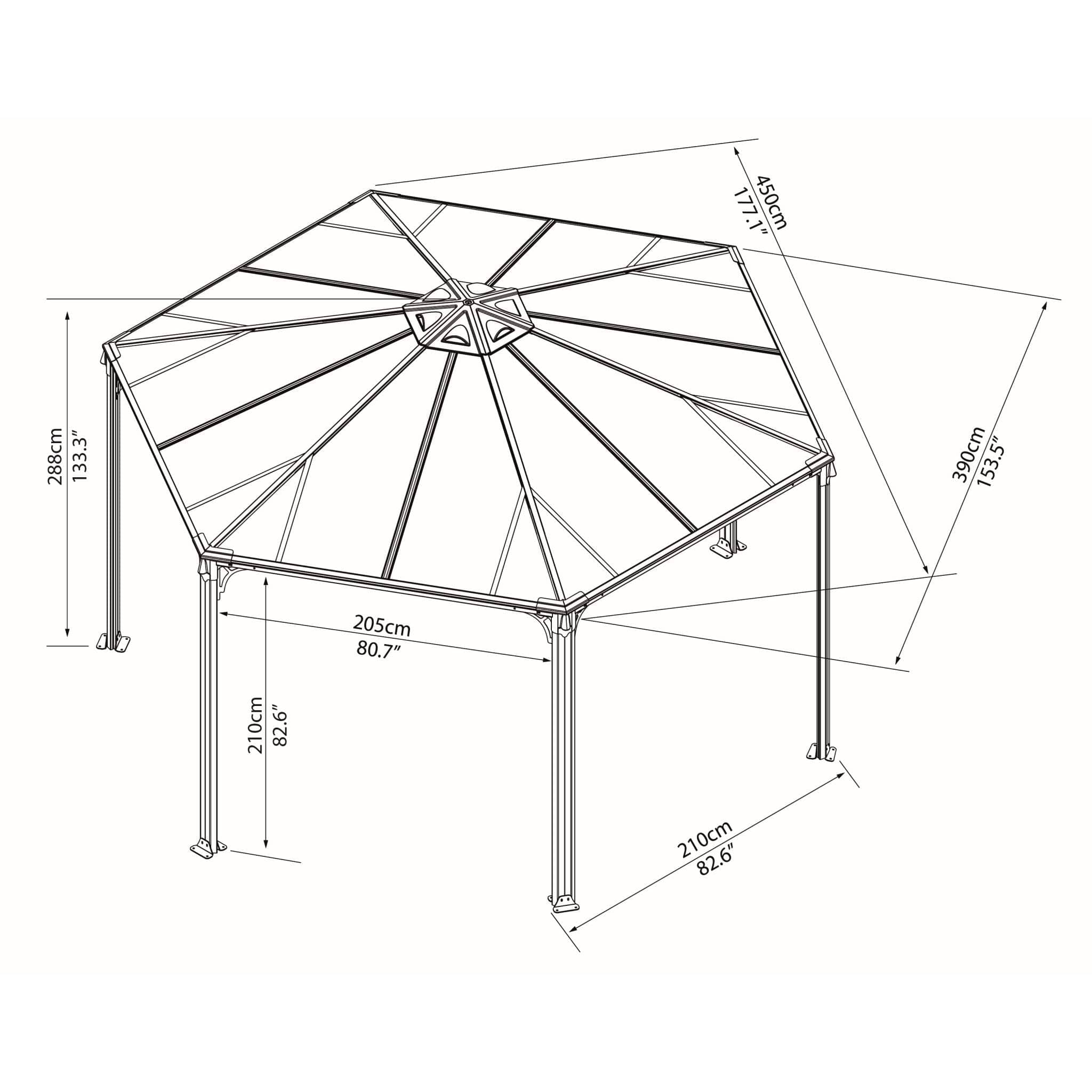 Palram - Canopia | Monaco Hexagon Garden Gazebo 13'X15' - HG9160