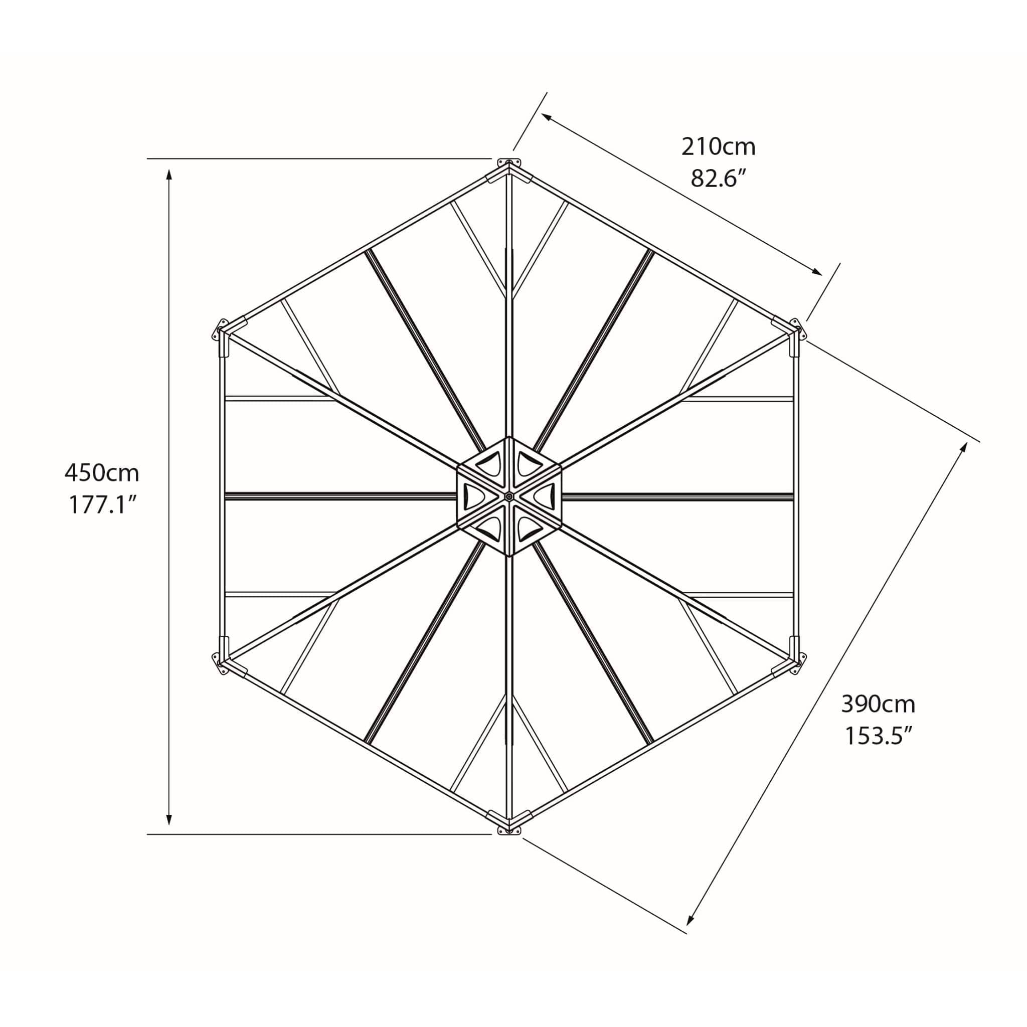 Palram - Canopia | Monaco Hexagon Garden Gazebo 13'X15' - HG9160