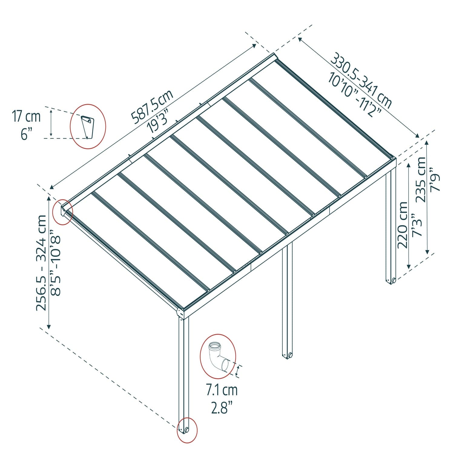 Palram - Canopia | Stockholm 11x19 ft Patio Cover - Gray/Clear - HG9459