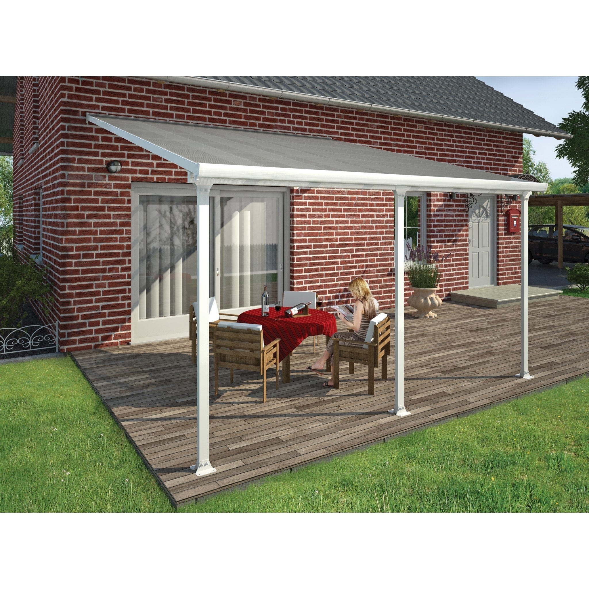 Palram - Canopia | 13 ft Wide Feria Patio Cover - White Clear - HG9214