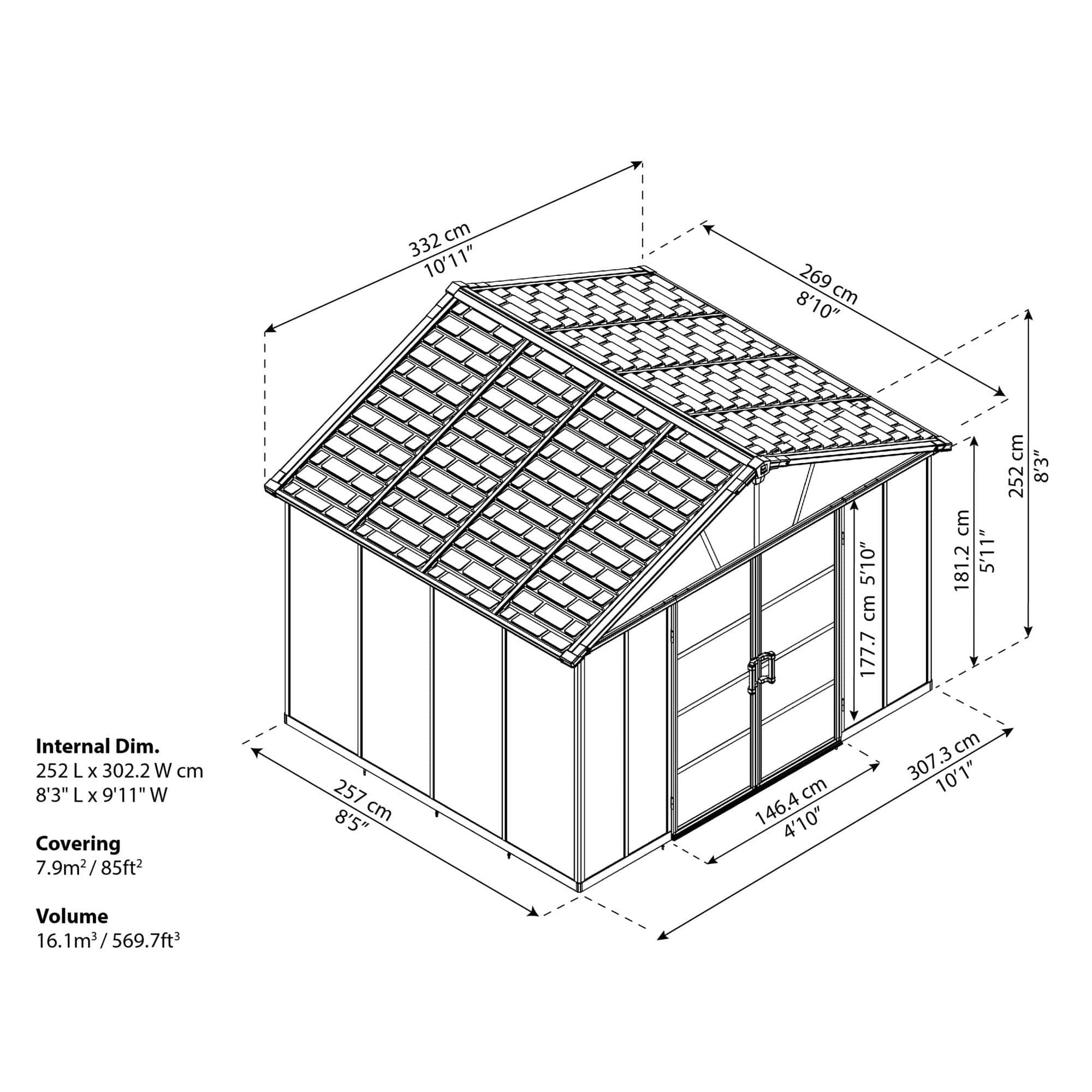 Palram - Canopia | Yukon Polycarbonate Storage Shed - HG9909SGY