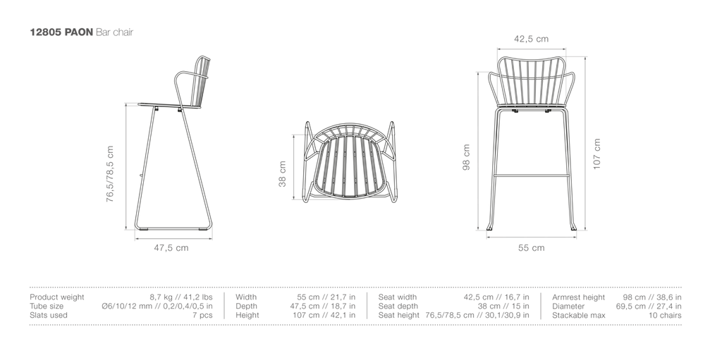 HOUE PAON Outdoor Bar Chair - Procure Décor