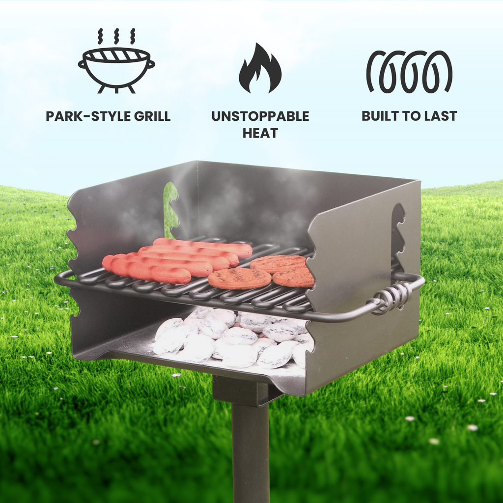 Pilot Rock CBP-135 Park Style Outdoor BBQ Charcoal Grill with Swivel, 2 Pack - 415877