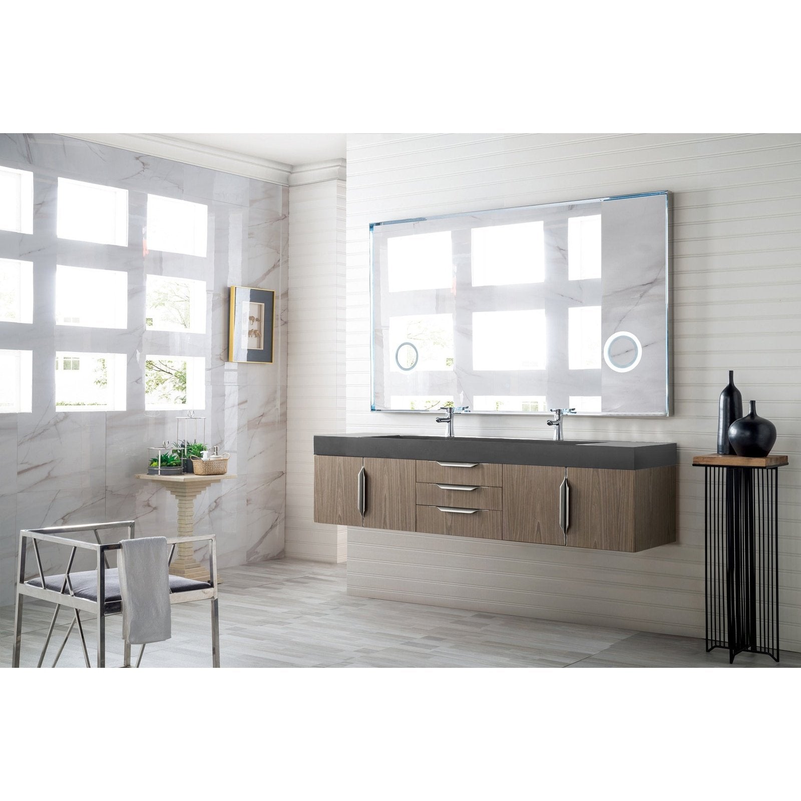 James Martin Vanities Mercer Island 72" Double Vanity - 389-V72D-AGR-G-DGG