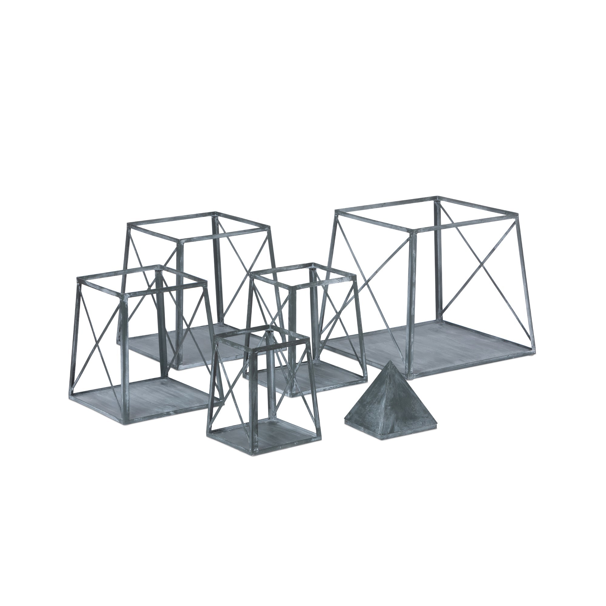 Park Hill Collection Stackable Galvanized Obelisk - Versatile Display Shelf with Five Tiers and Artisan Hand-Finished Design - EGG30252