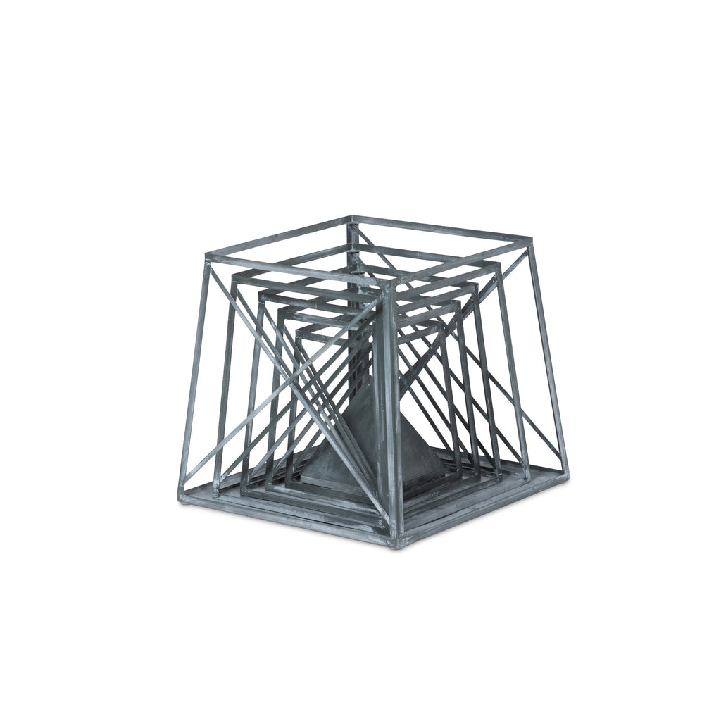 Park Hill Collection Stackable Galvanized Obelisk - Versatile Display Shelf with Five Tiers and Artisan Hand-Finished Design - EGG30252