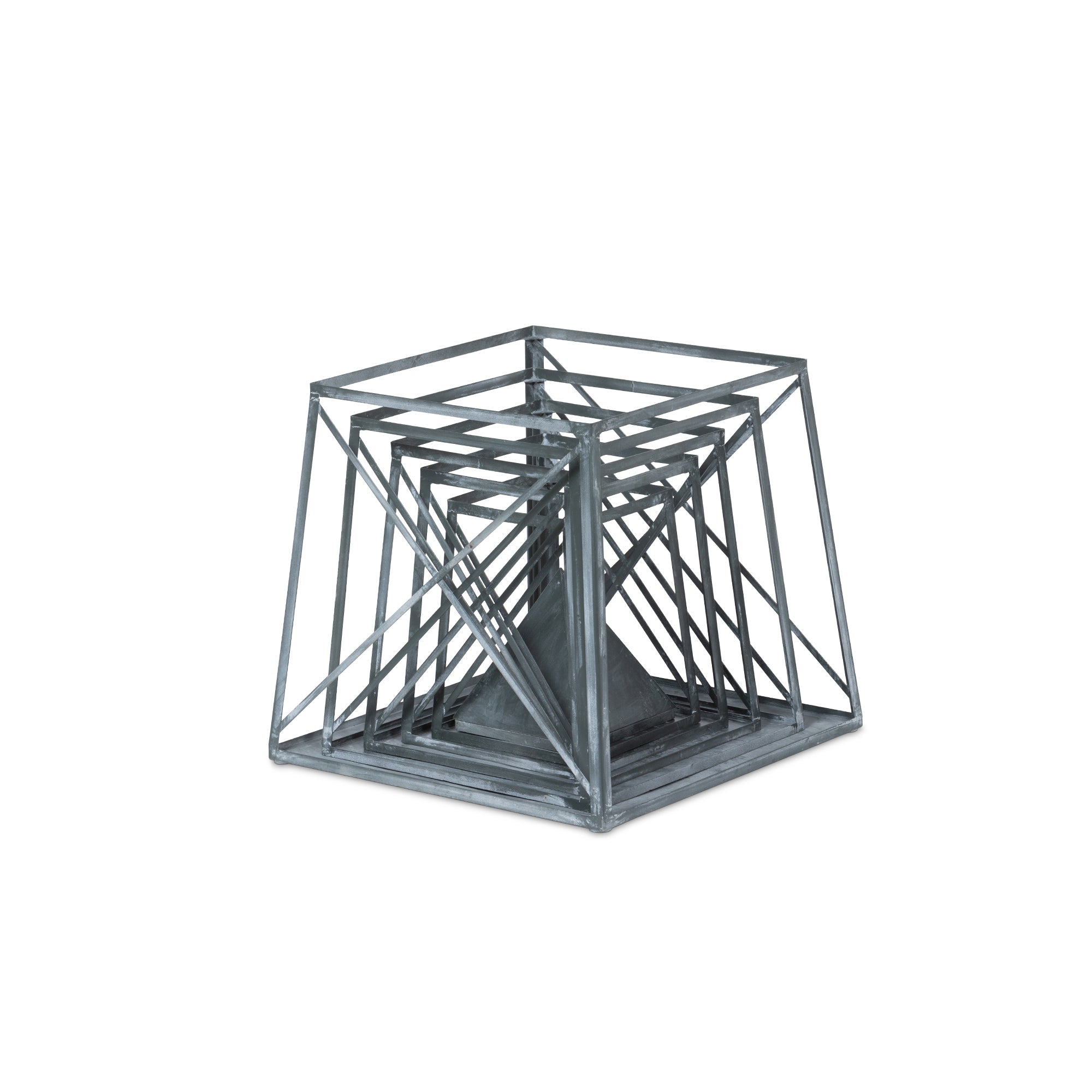 Park Hill Collection Stackable Galvanized Obelisk - Versatile Display Shelf with Five Tiers and Artisan Hand-Finished Design - EGG30252