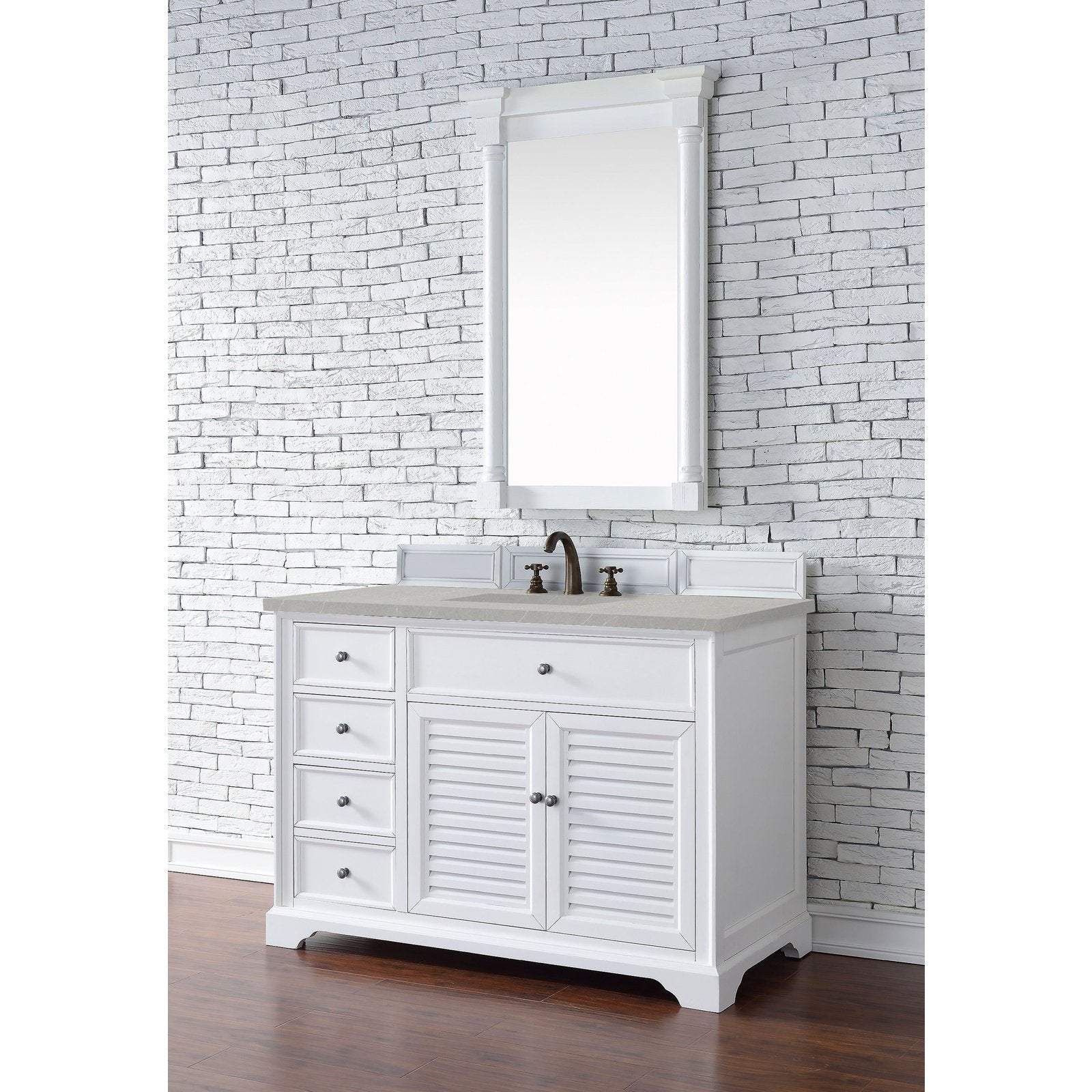 James Martin Vanities Savannah 48" Bright White Single Vanity - 238-104-V48-BW-3AF