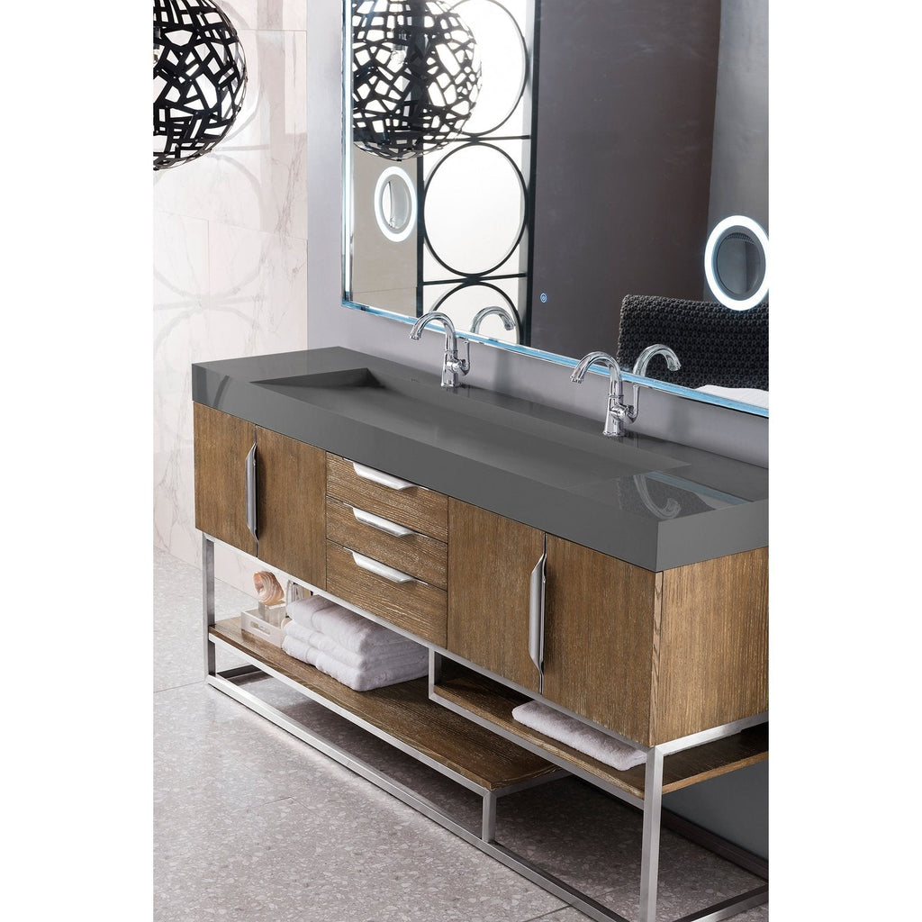 James Martin Vanities Columbia 72" Double Vanity - 388-V72D-AGR-MB-DGG