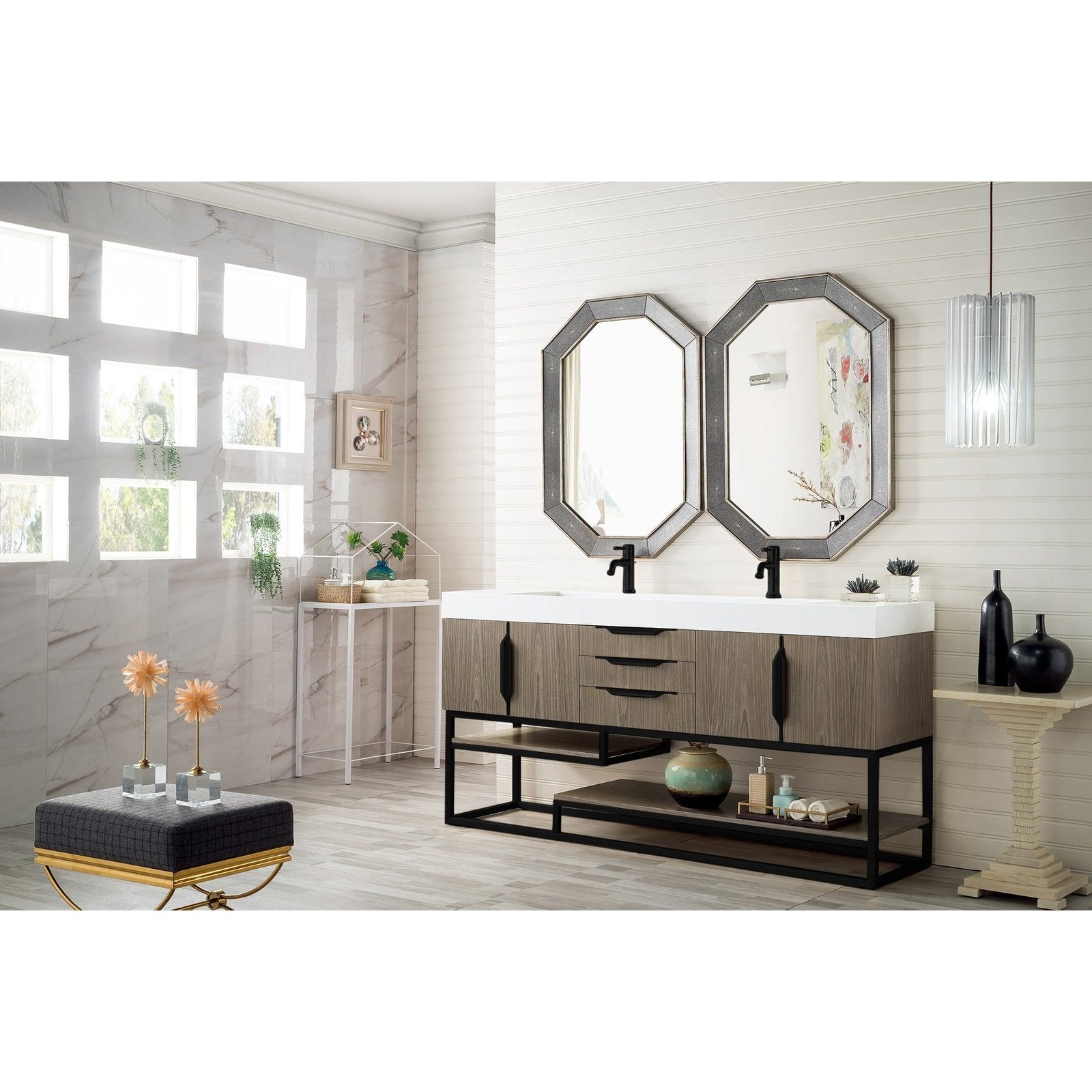 James Martin Vanities Columbia 72" Double Vanity - 388-V72D-AGR-MB-DGG