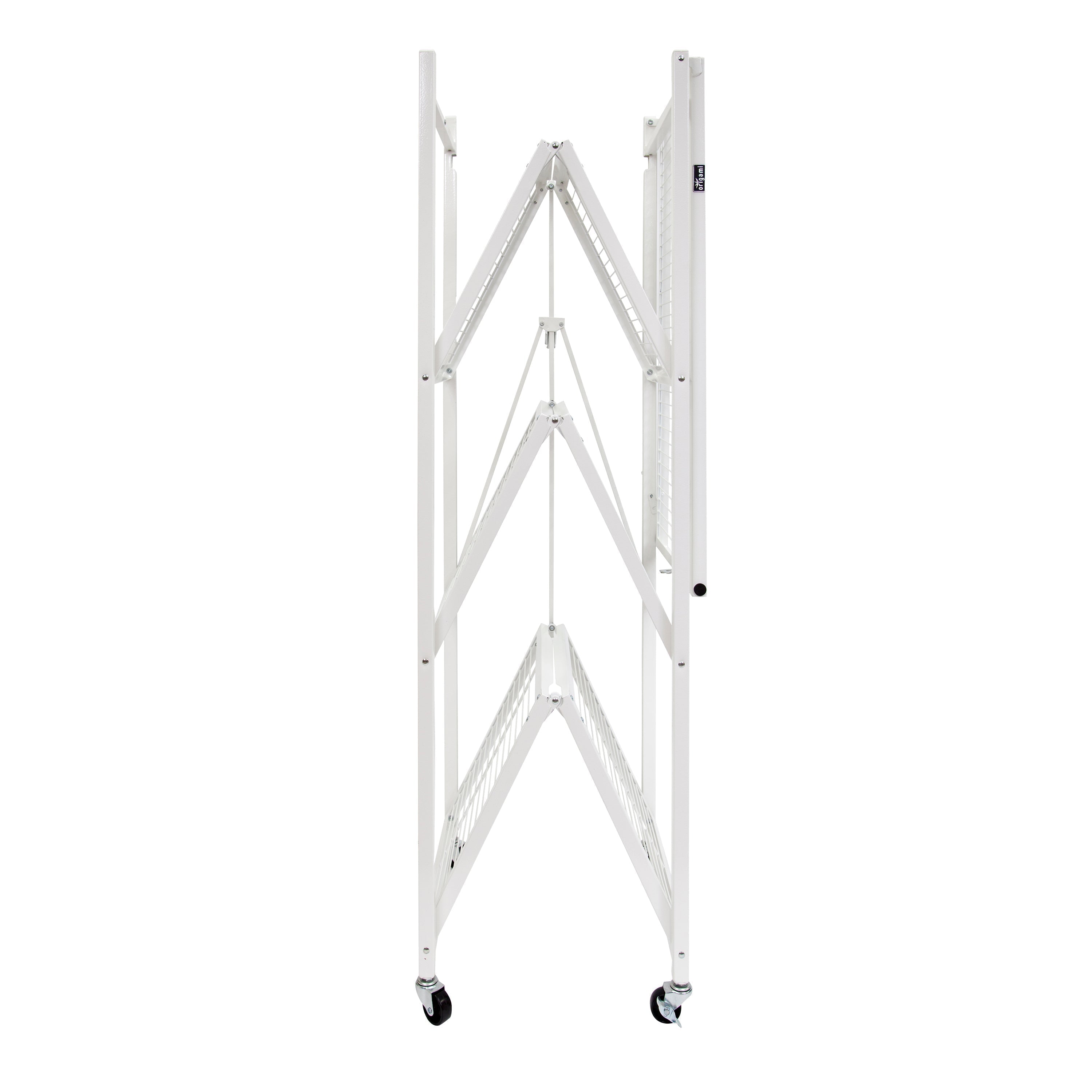 Origami 4-Pack R5-06W 4-Wheel 4-Shelf Folding Steel Wire Shelving Storage, White - 415205