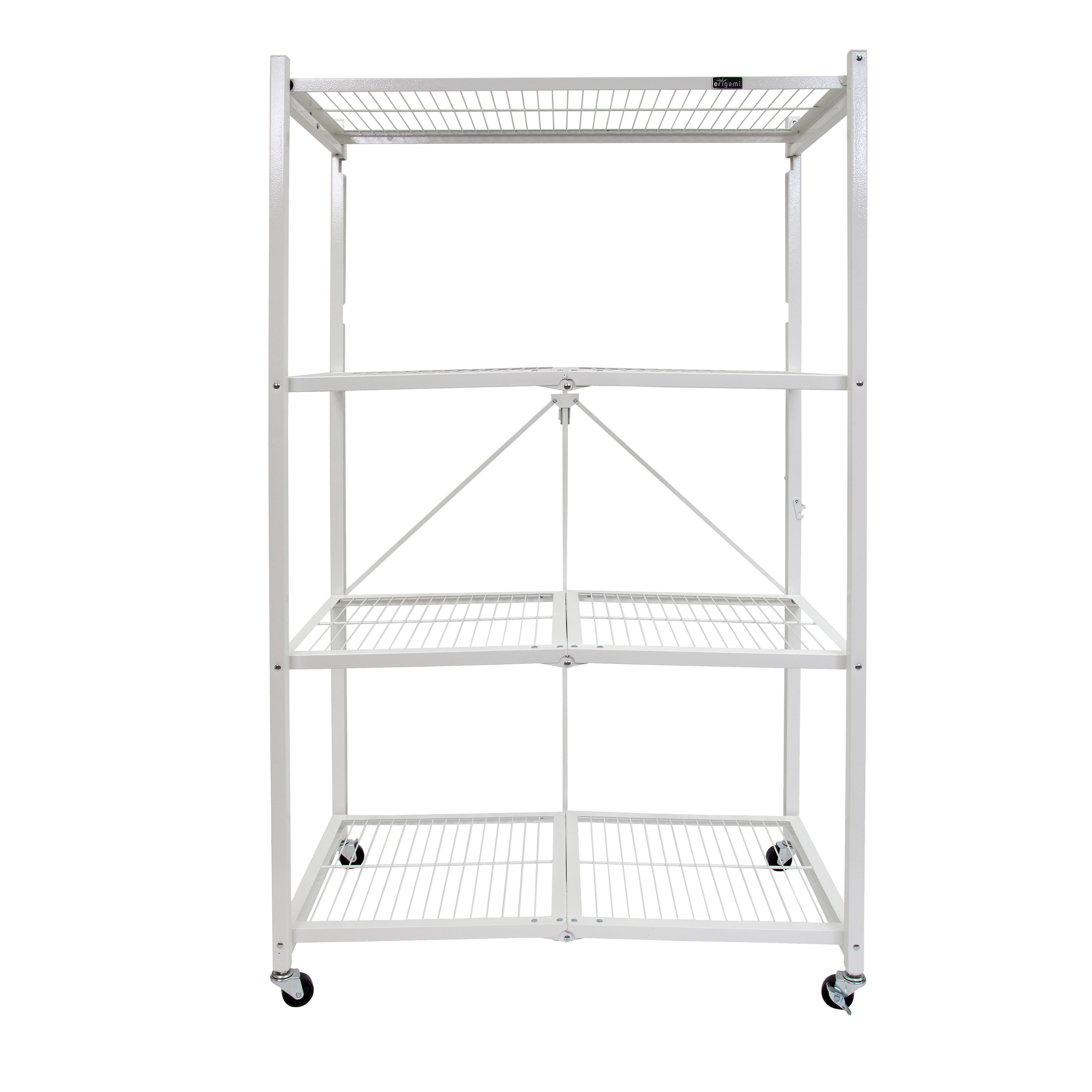 Origami 3-Pack R5-06W 4-Wheel 4-Shelf Folding Steel Wire Shelving Storage, White - 415204