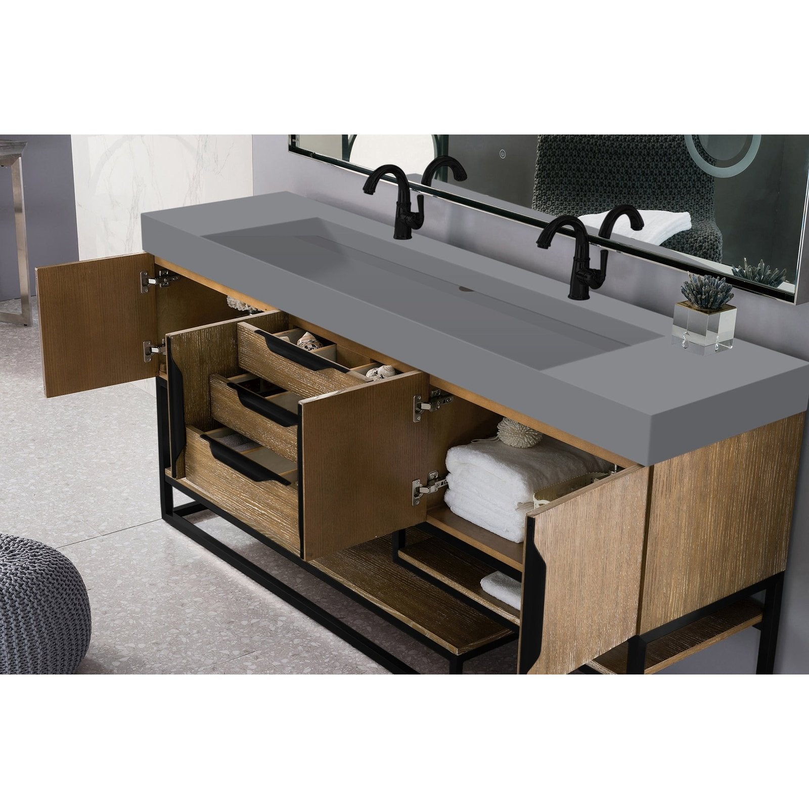 James Martin Vanities Columbia 72" Double Vanity - 388-V72D-AGR-MB-DGG