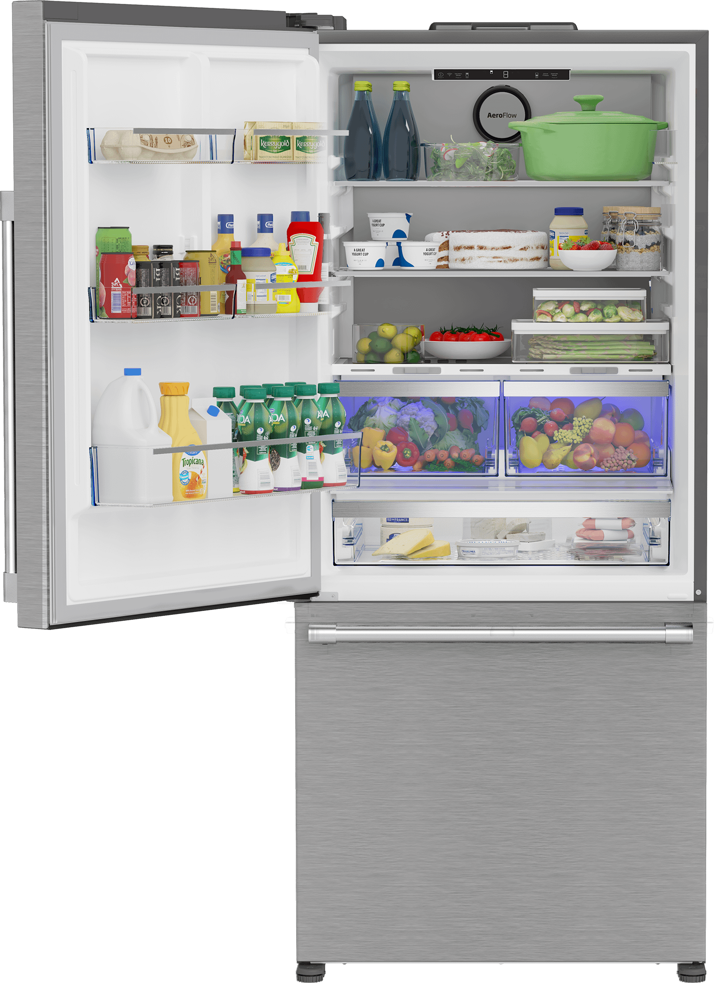 BEKO 30" Bottom Freezer Refrigerator with HarvestFresh in Stainless Steel - BFBD30216SSL