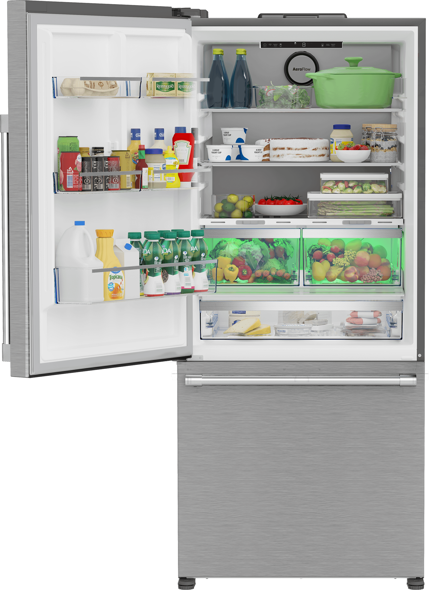 BEKO 30" Bottom Freezer Refrigerator with HarvestFresh in Stainless Steel - BFBD30216SSL
