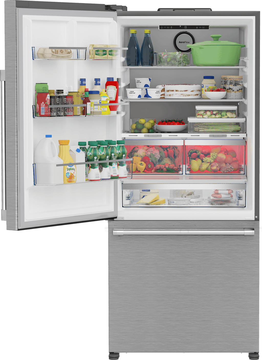 BEKO 30" Bottom Freezer Refrigerator with HarvestFresh in Stainless Steel - BFBD30216SSL