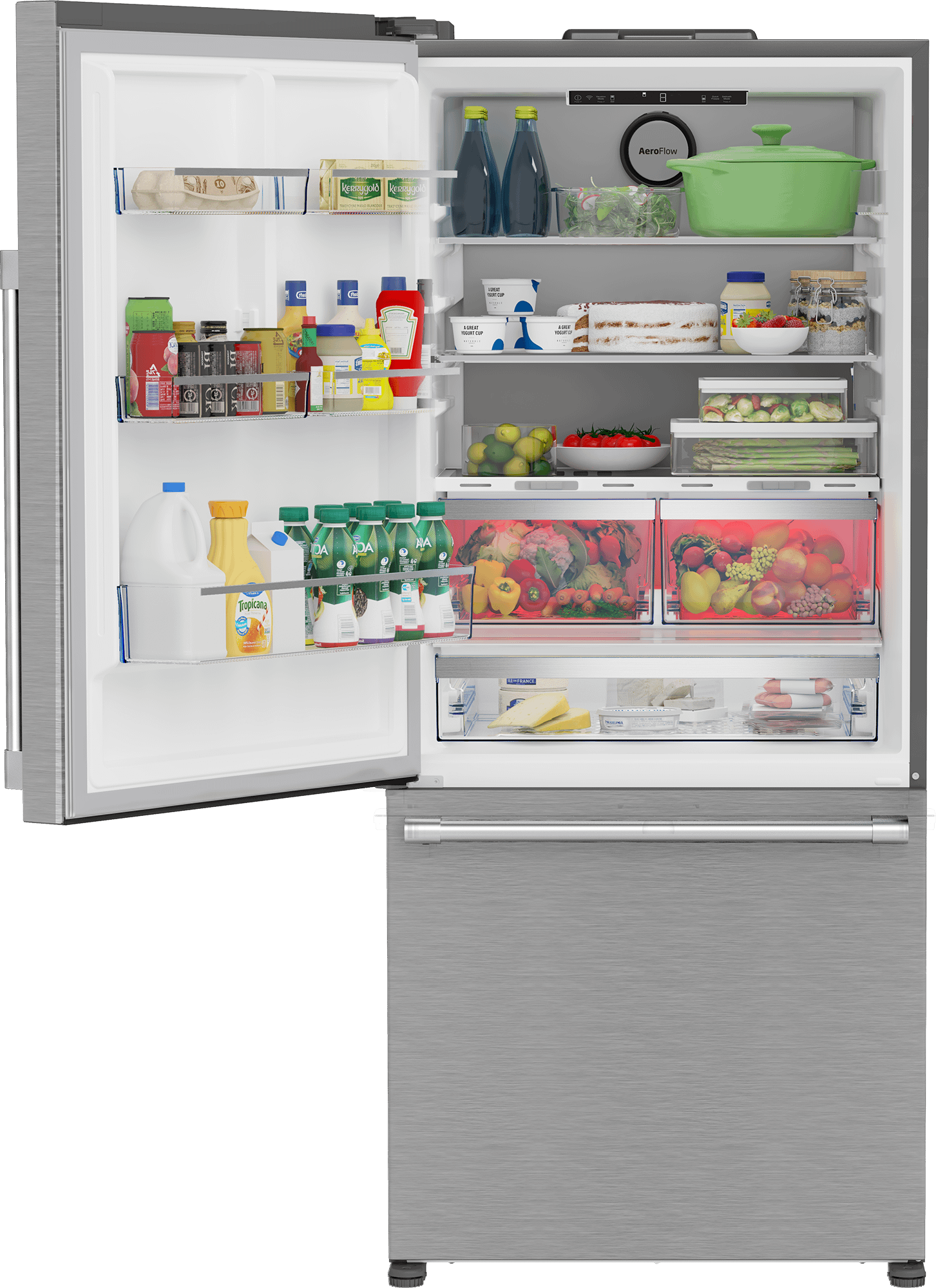 BEKO 30" Bottom Freezer Refrigerator with HarvestFresh in Stainless Steel - BFBD30216SSL
