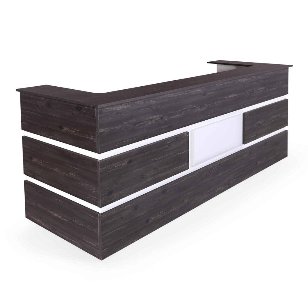 Casa Mare REBAB 90″ Reception Desk Dark Brown & White - RECEPTION-90RGW-S