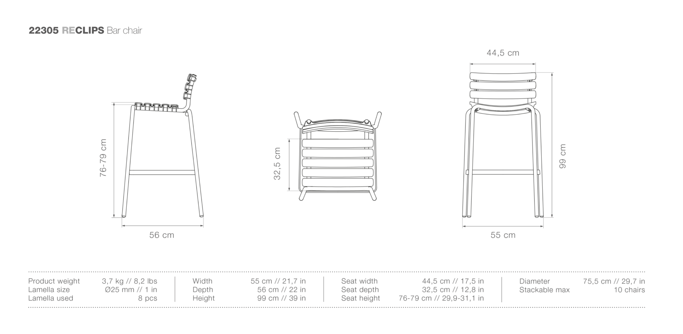 HOUE ReCLIPS Outdoor Bar Chair - Procure Décor