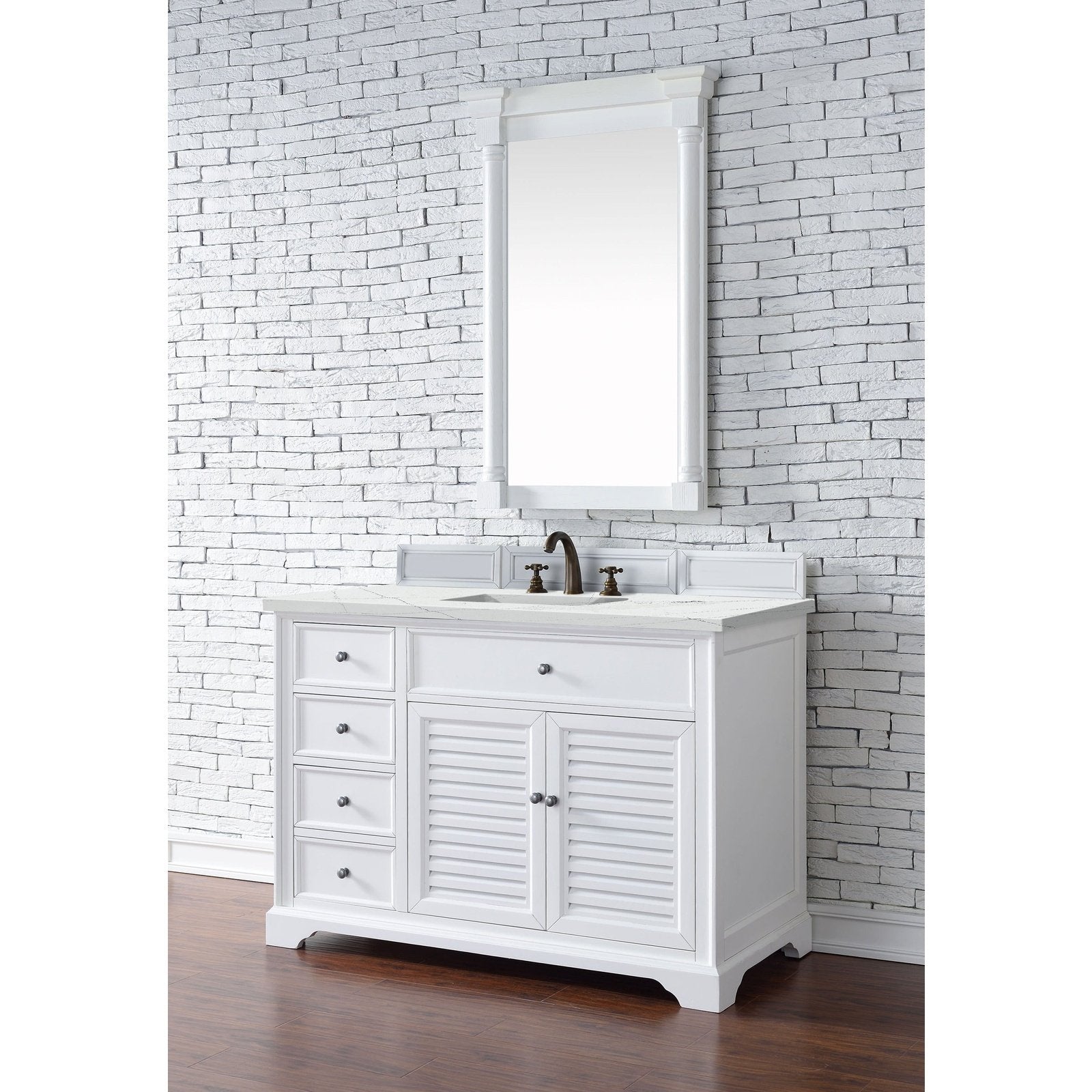 James Martin Vanities Savannah 48" Bright White Single Vanity - 238-104-V48-BW-3AF