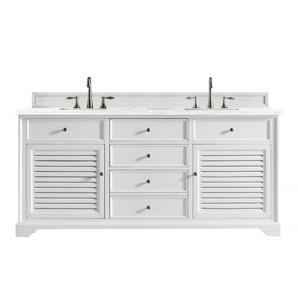 James Martin Vanities Savannah 72" Bright White Double Vanity - 238-104-V72-BW-3AF