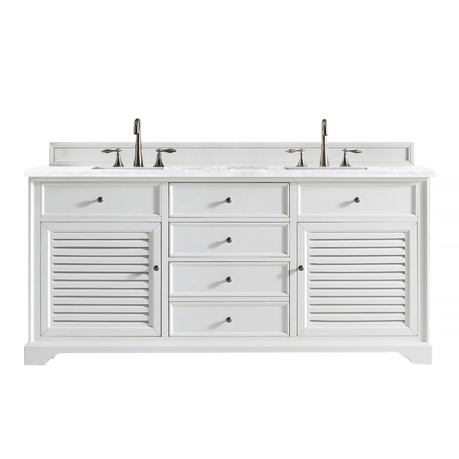 James Martin Vanities Savannah 72" Bright White Double Vanity - 238-104-V72-BW-3AF