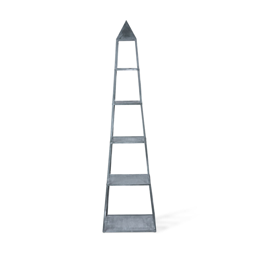 Park Hill Collection Stackable Galvanized Obelisk - Versatile Display Shelf with Five Tiers and Artisan Hand-Finished Design - EGG30252