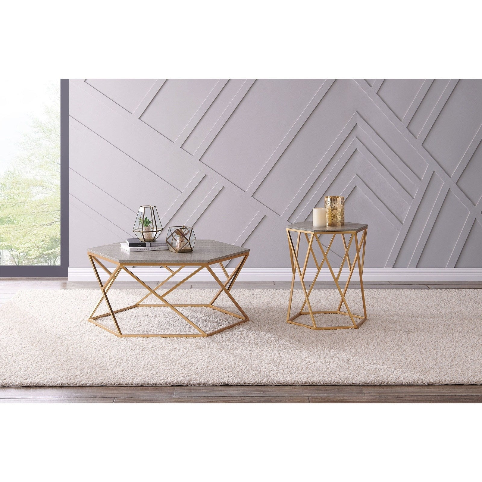 New Pacific Direct Cressa Hexagon Faux Shagreen Coffee Table  - 1600044