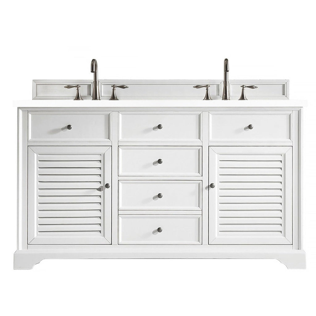 James Martin Vanities Savannah 60" Bright White Double Vanity - 238-104-V60D-BW-3AF