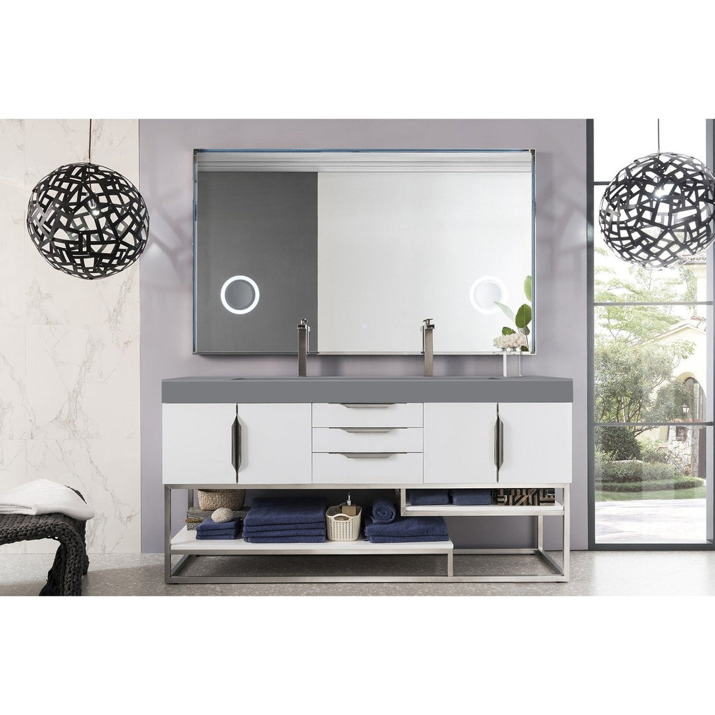 James Martin Vanities Columbia 72" Double Vanity - 388-V72D-AGR-MB-DGG