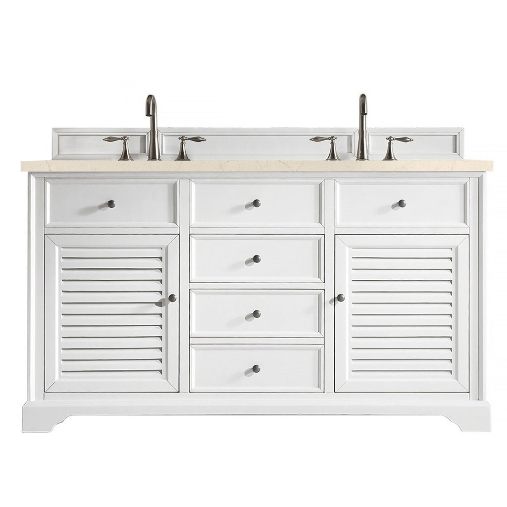 James Martin Vanities Savannah 60" Bright White Double Vanity - 238-104-V60D-BW-3AF
