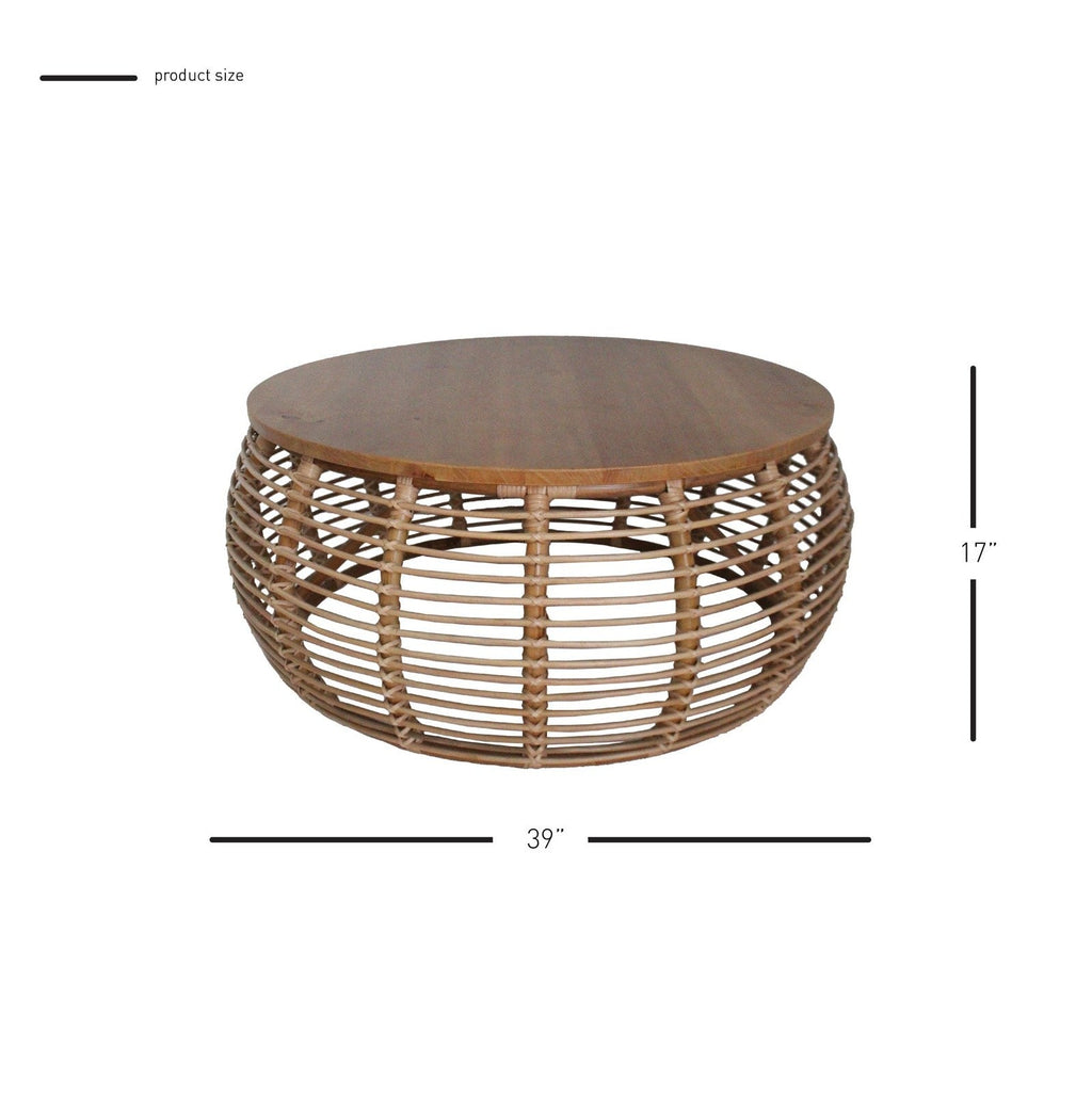 New Pacific Direct Iris Rattan Round Coffee Table -  4900018