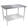 John Boos ST6-3072SSK 72"W x 30"D Stainless Steel Work Table Adjust. Undershelf - JBST63072SSK