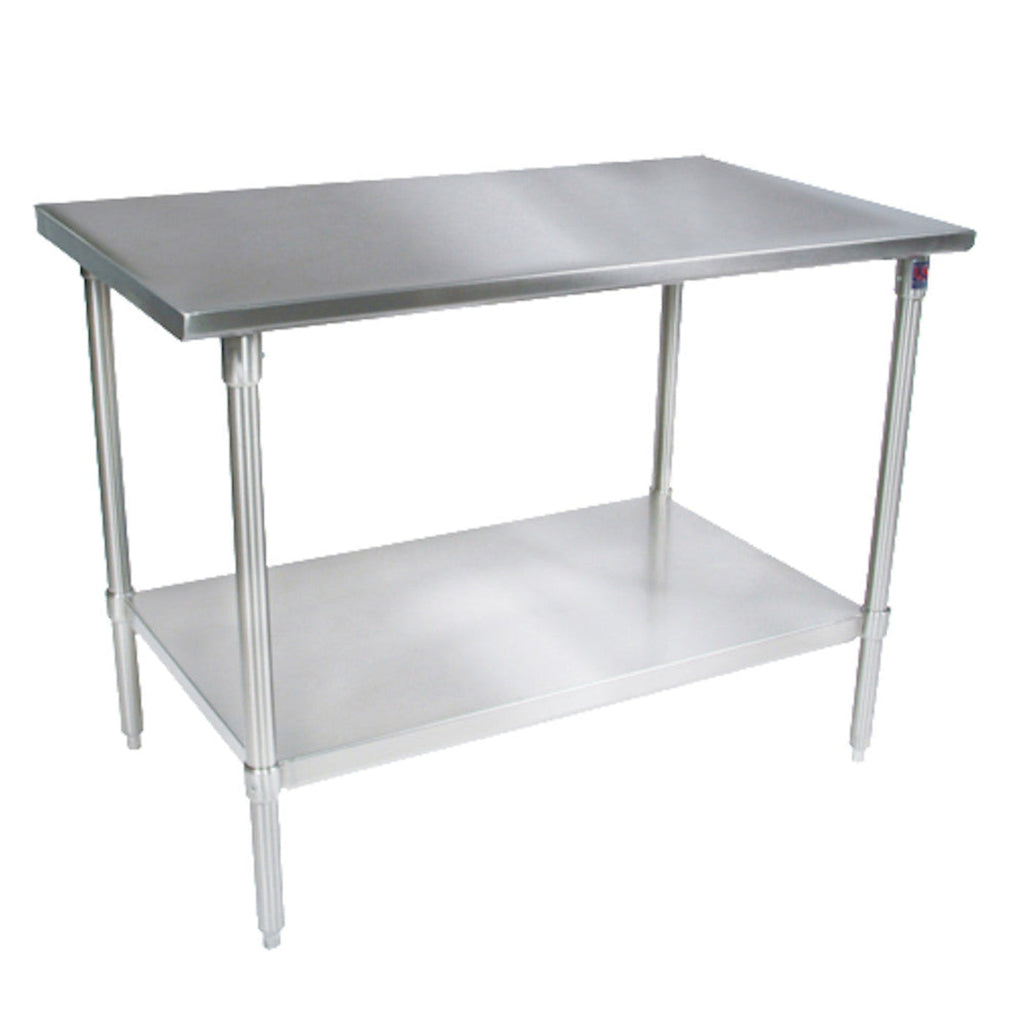 John Boos ST6-3048SSK 48"W x 30"D Stainless Steel Work Table, Adjust. Undershelf - JBST63048SSK