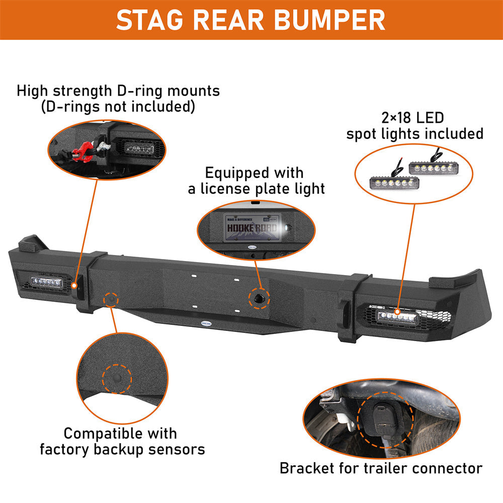 Stag Rear Bumper for 2014-2021 Toyota Tundra  - Hooke Road