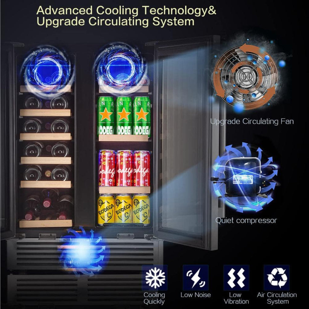 BODEGAcooler 24" Wine and Beverage Cooler Dual Zone 19 Bottles and 57 Cans