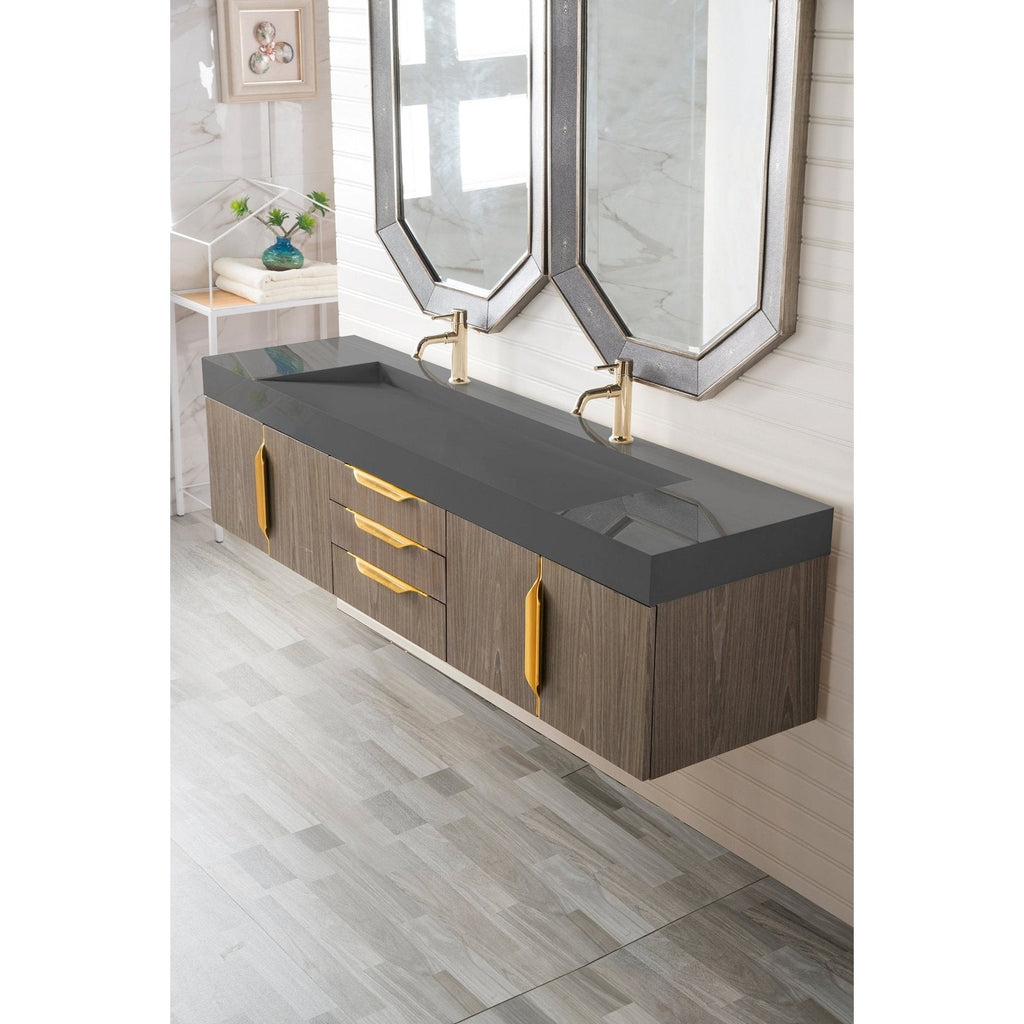 James Martin Vanities Mercer Island 72" Double Vanity - 389-V72D-AGR-G-DGG