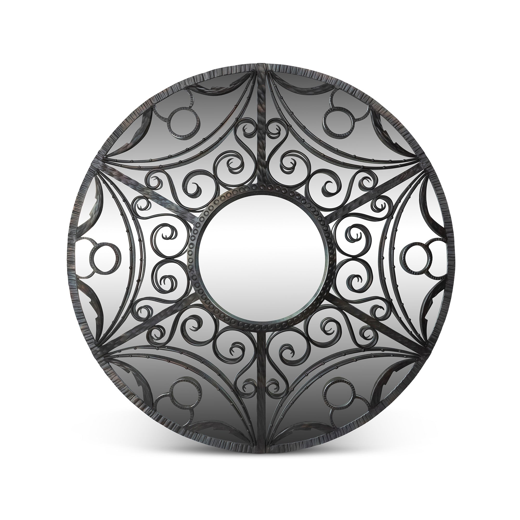Park Hill Collection Scroll Framed Mirror in Natural Iron - Elegant Home Decor Piece for Stylish Reflections and Charm -EWI26051