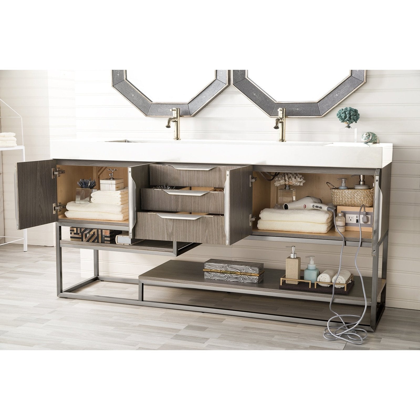 James Martin Vanities Columbia 72" Double Vanity - 388-V72D-AGR-MB-DGG