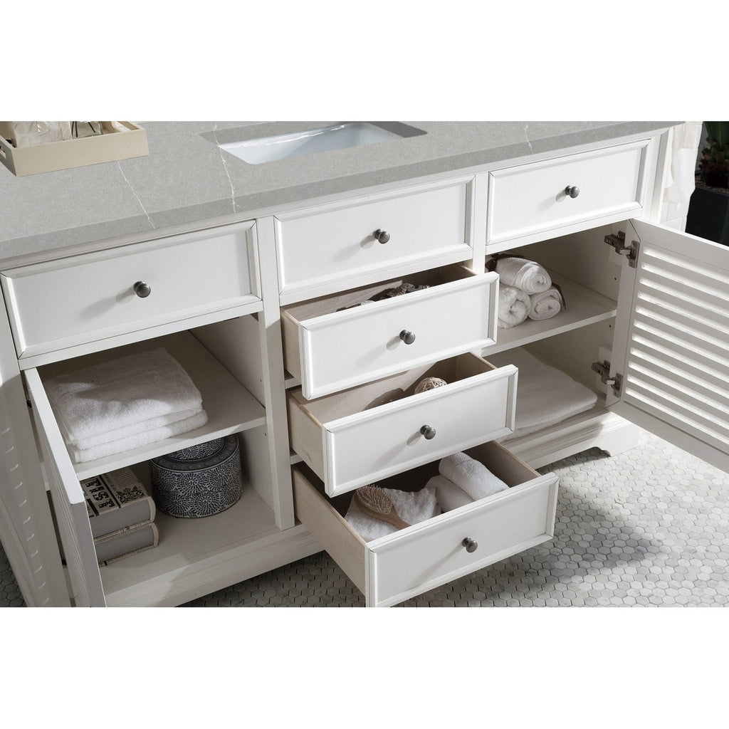 James Martin Vanities Savannah 60" Bright White Single Vanity - 238-104-V60S-BW-3AF