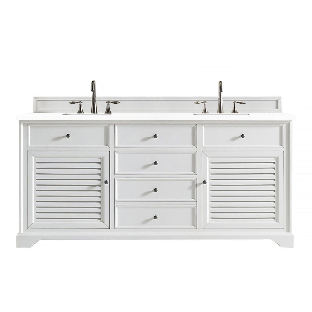James Martin Vanities Savannah 72" Bright White Double Vanity - 238-104-V72-BW-3AF