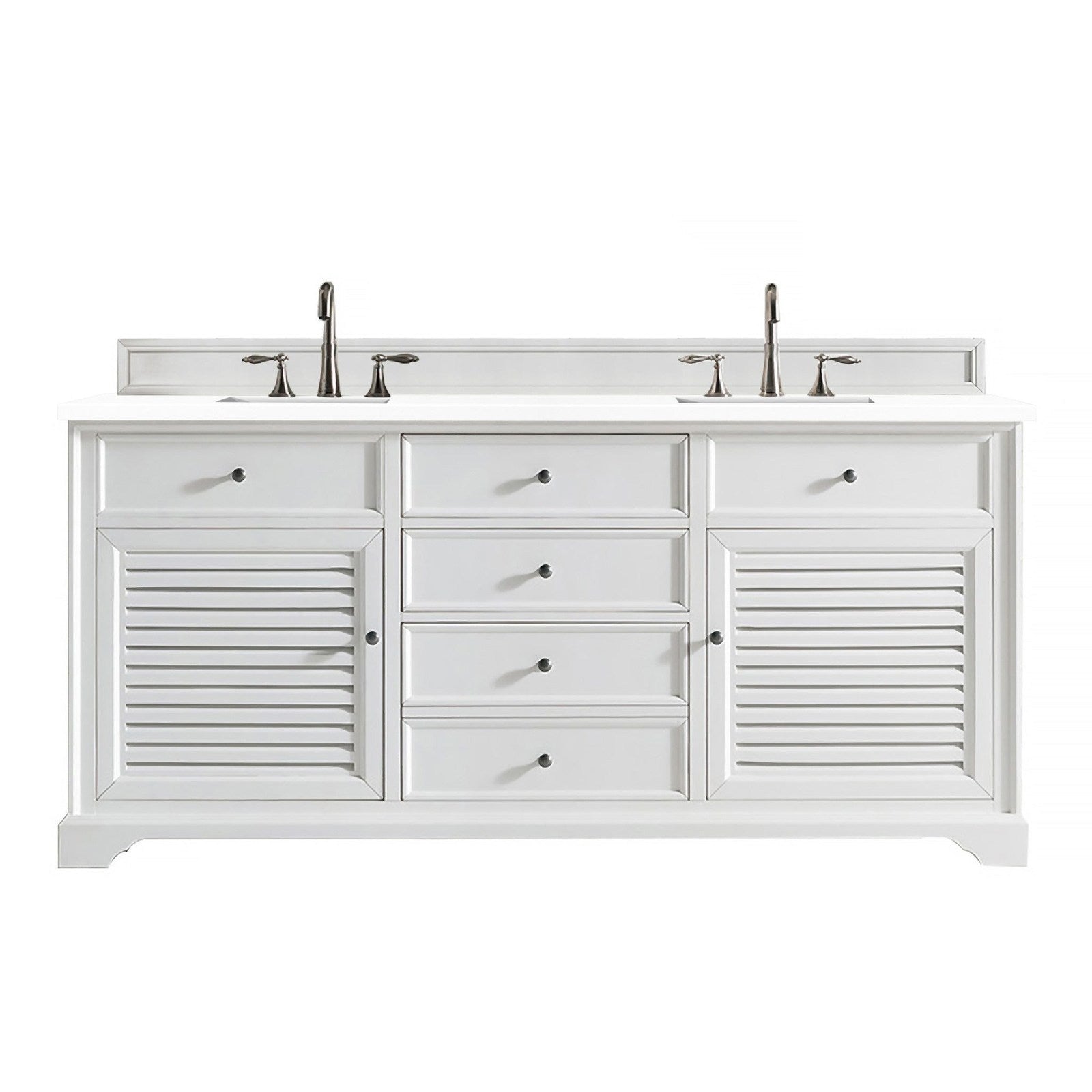 James Martin Vanities Savannah 72" Bright White Double Vanity - 238-104-V72-BW-3AF