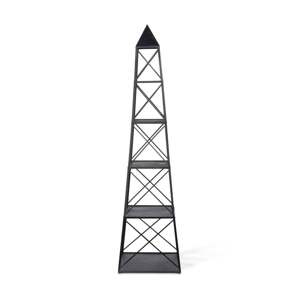 Park Hill Collection Stackable Antique Black Obelisk - Versatile Iron Display Shelf with Unique Tiers for Stylish Storage - EGG30253