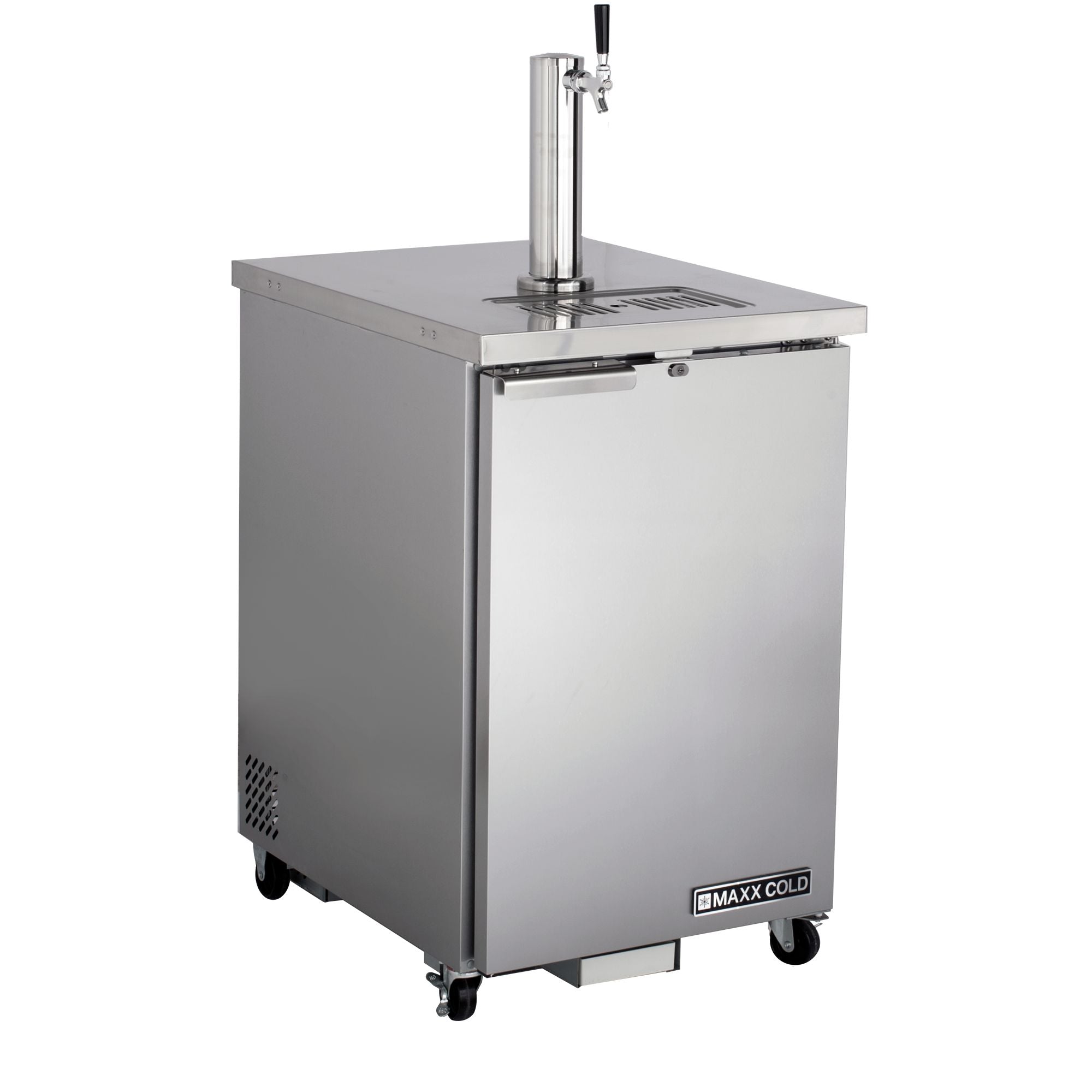 Maxx Cold Single Tower Beer Dispenser, 23.3"W, 7.2 cu. ft., 1 Barrel/Keg (204L) Storage Capacity, in Stainless Steel - MXBD24-1SHC